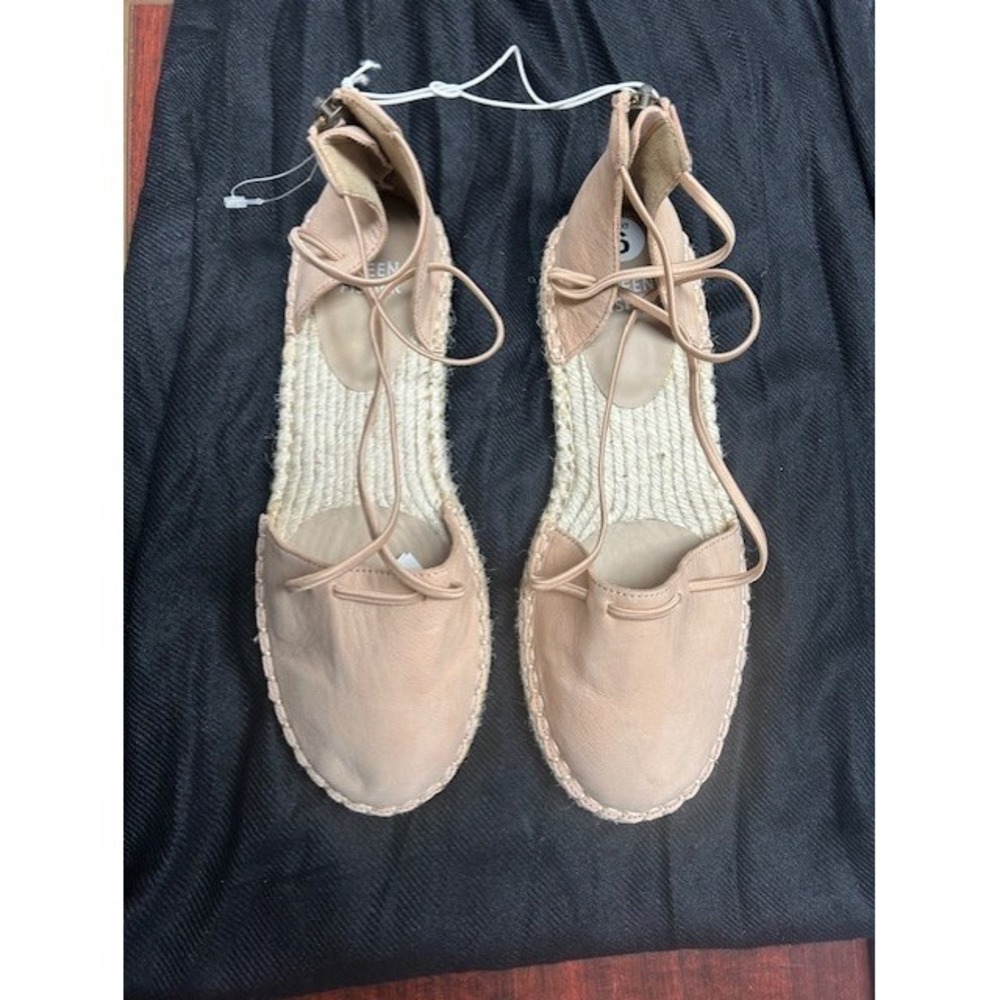 NWOT Eileen Fisher Women 6 Strappy Espadrille Flats Sandals Toffee Cream Resort